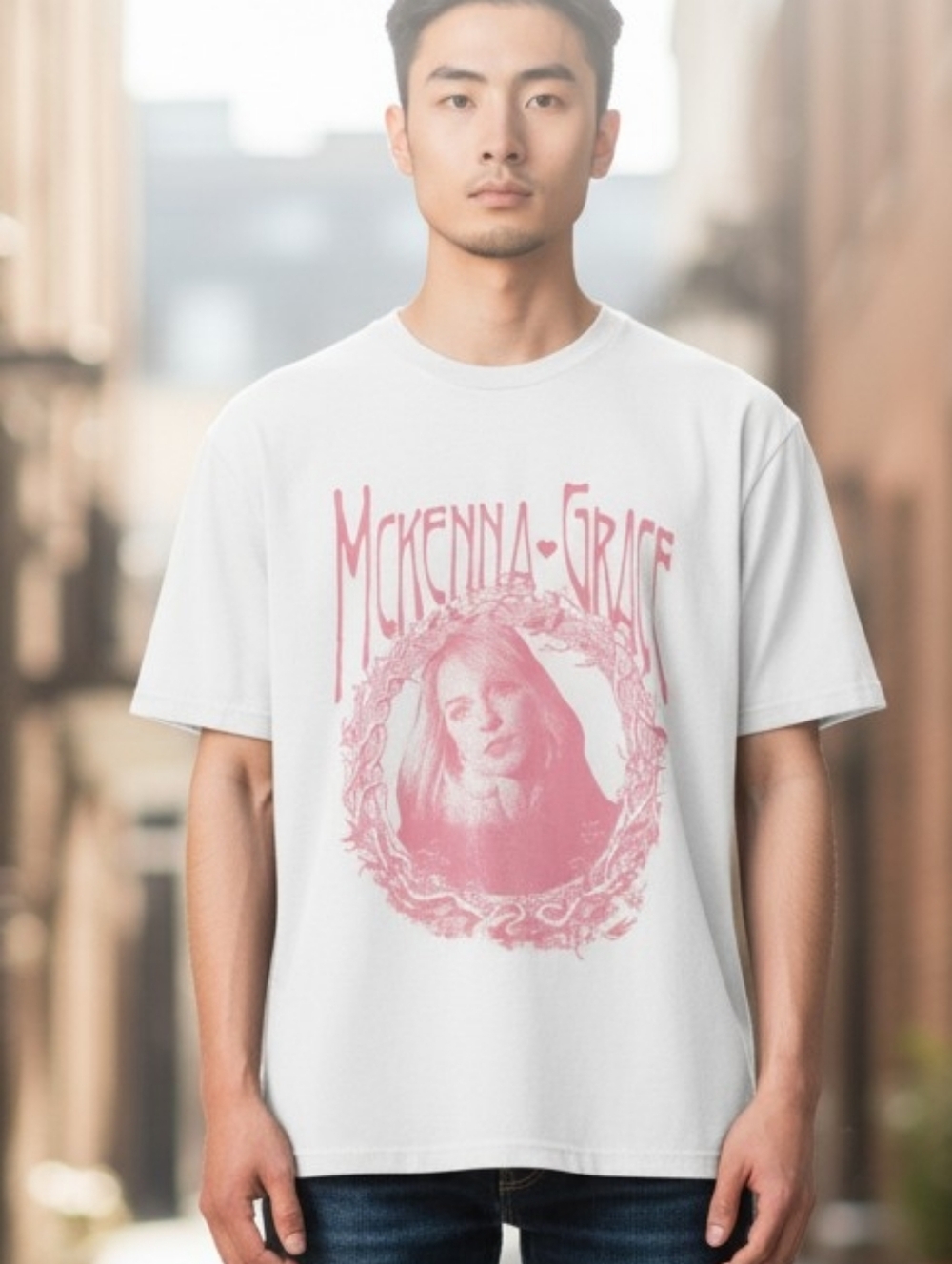 NWOT McKenna Grace Graphic Tee – Soft Pink Portrait Design 🎀✨ Unisex - Picture 3 of 4